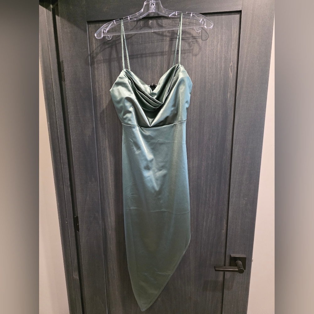 Elegant Satin Slip Dress in Sage